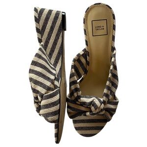 Lord & Taylor Karynn Striped Knotted Textile Wedge Sandals | 8